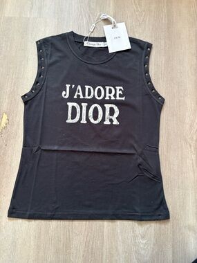 Dior Black 'J'Adore Dior' Stud-Trim Sleeveless Tank